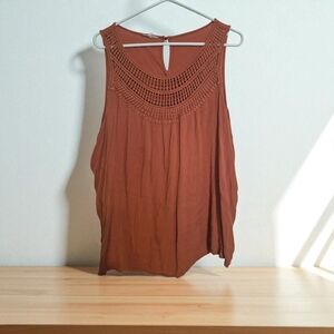 Maurices Terracotta Crochet Detail Tank Boho Xl